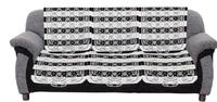 Dakshya Industries Black &White Color Cotton Sofa cover - White & Black, Cotton, Printed, Multipack 1